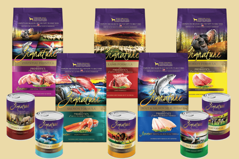 Zignature Dog Food 4lb bag.
